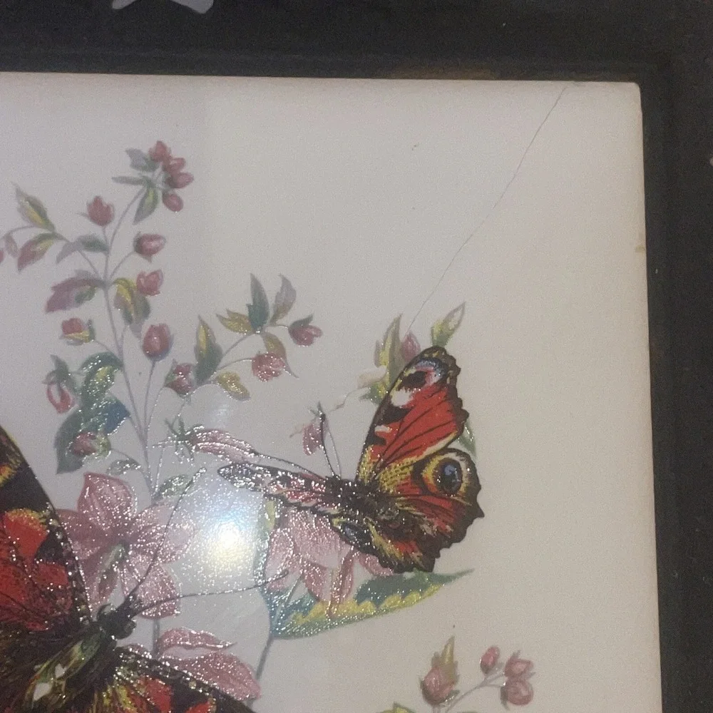 Vintage Cast Iron Trivet 4x4‎ Tile Hanger Butterflies